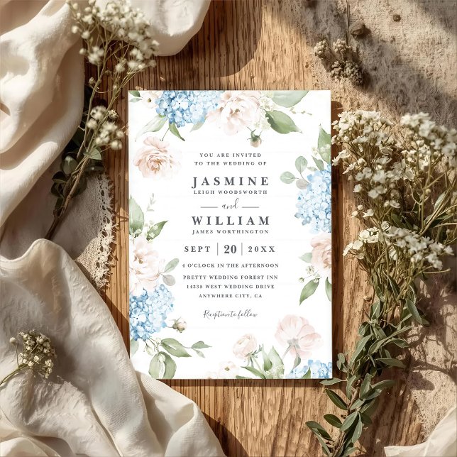 Elegant Peonies and Hydrangeas QR Code Wedding Invitation (Creator Uploaded)