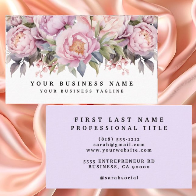 Elegant Peonies Business Card (Creator Uploaded)