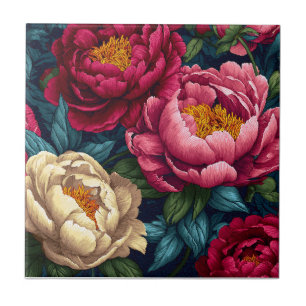 Elegant Peonies Ceramic Tiles For Bathroom Walls