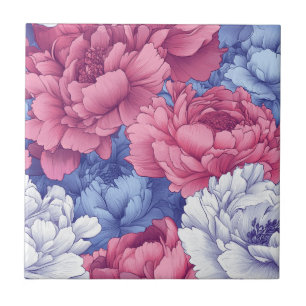 Elegant Peonies Ceramic Tiles For Kitchen Floor