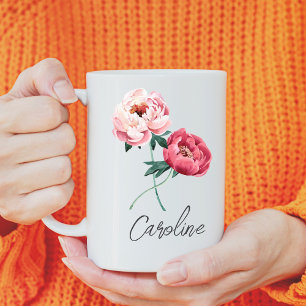 Elegant Peonies Customised  Coffee Mug