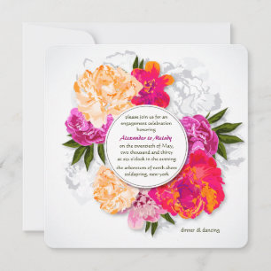 Elegant Peonies Engagement Invitation