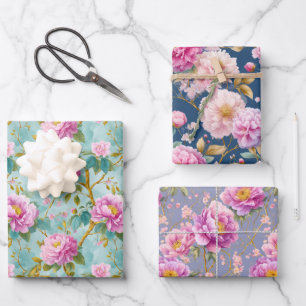 Elegant Peonies Floral Gift Wrapping Paper Sheet