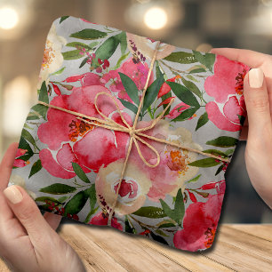 Elegant Peonies on Grey Tissue Paper