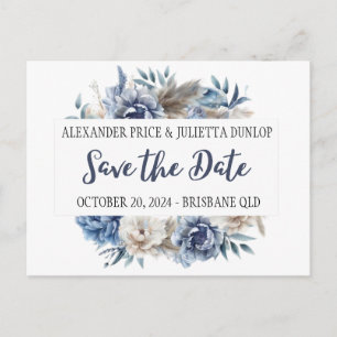 Elegant peonies, roses & pampas - Save the date Postcard