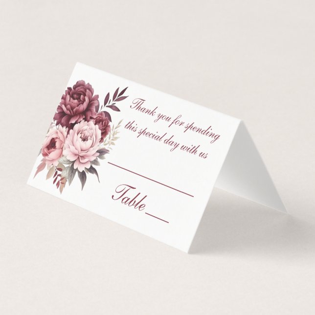 Elegant Peonies Watercolor Burgundy Floral Wedding (Front)