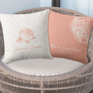 Elegant Peonies Wedding Decor Cushion