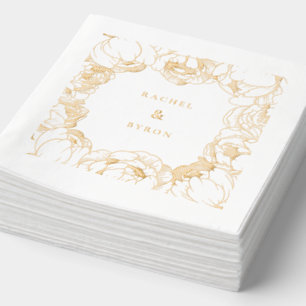 Elegant peonies wedding foil napkins