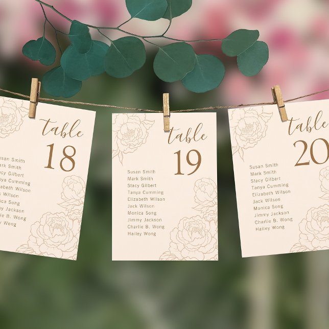 Elegant Peonies Wedding Seating Chart Card (Creator Uploaded)