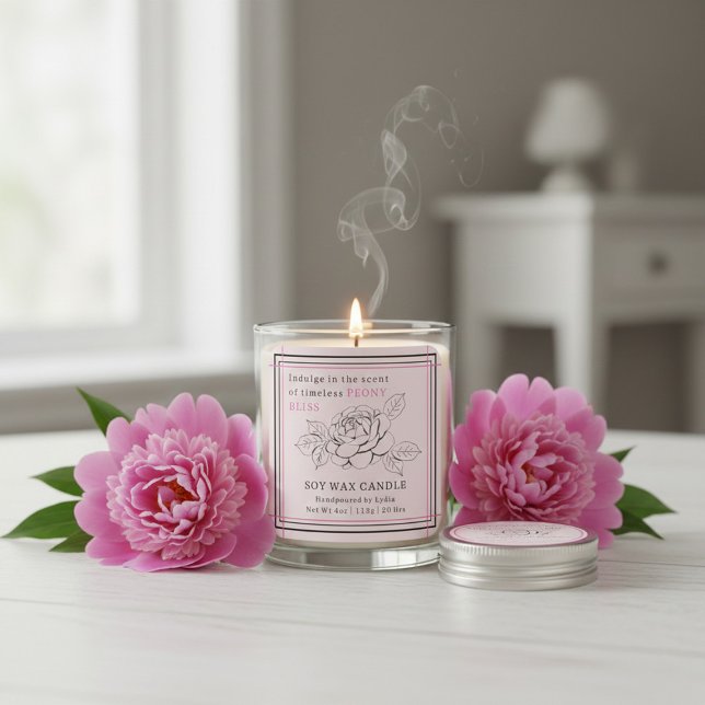 Elegant Peony Bliss Soy Wax Candle Business Sticke Square Sticker (Creator Uploaded)