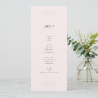 Elegant Peony Blush Pink Dinner Menu Ca