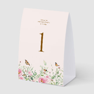 Elegant Peony Blush Pink Floral Wedding Table Numb