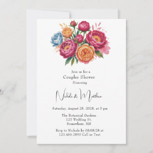 Elegant Peony Bouquet Couples Shower Invitation