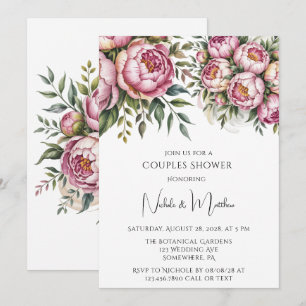 Elegant Peony Floral Arrangement Couples Shower Invitation