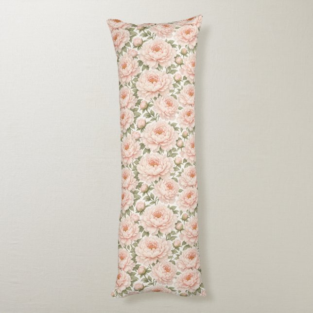 Elegant Peony Floral Pattern Body Cushion (Back (Vertical))