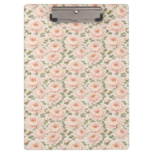Elegant Peony Floral Pattern Clipboard
