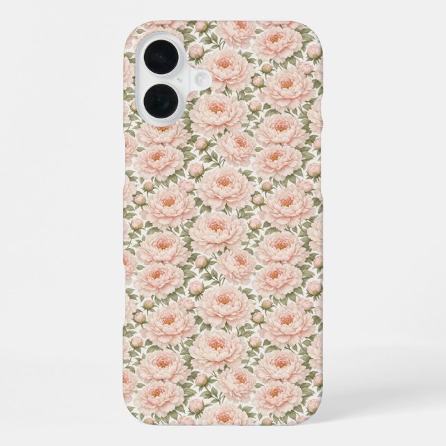 Elegant Peony Floral Pattern iPhone Case (Back)