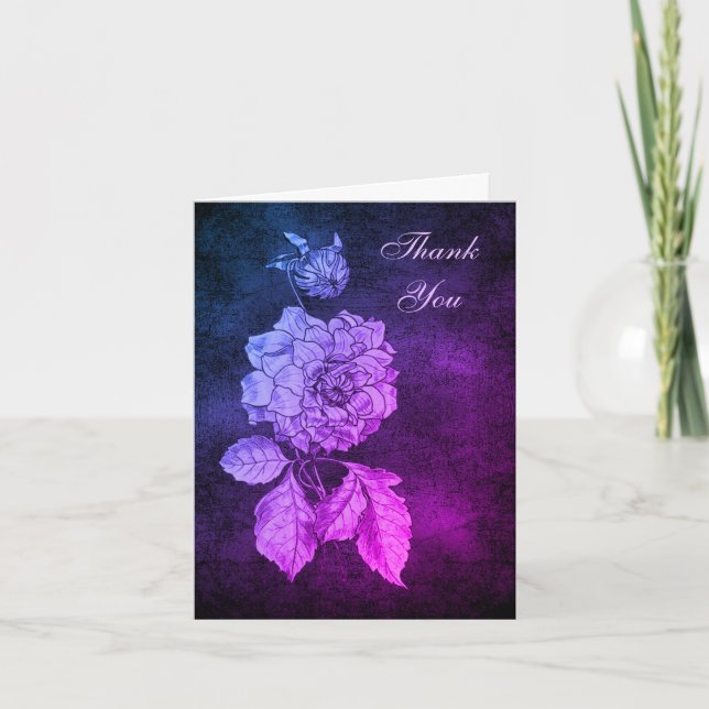 Elegant Peony Flower Art Thank You Card (Front)