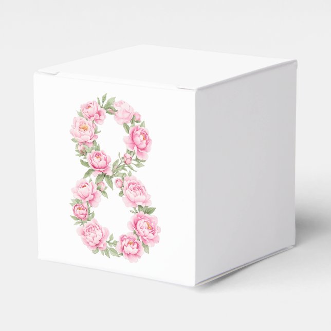 Elegant Peony Flower Illustration for March 8 Favour Box (Front Side)