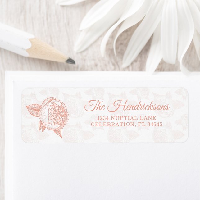 Elegant Peony Flower Return Address (Creator Uploaded)