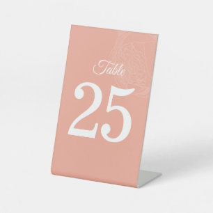 Elegant Peony Flower Wedding Table Number Pedestal Sign