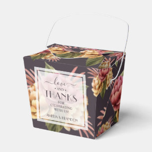 Elegant Peony Flowers on Purple Brown Favour Box
