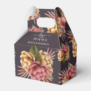 Elegant Peony Flowers on Purple Brown Favour Box
