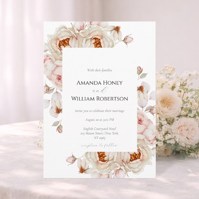 Elegant Peony Garden Wedding Invitation (Creator Uploaded)