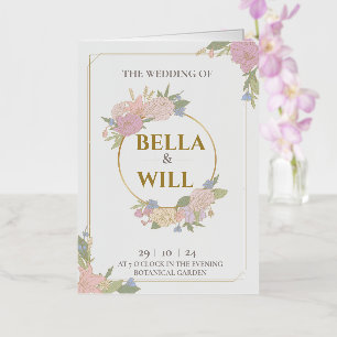 Elegant Peony Lily Rose Wedding Foil Greeting Card