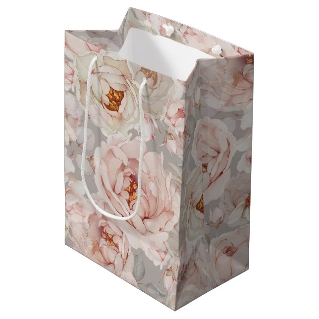 Elegant Peony  Medium Gift Bag (Front Angled)