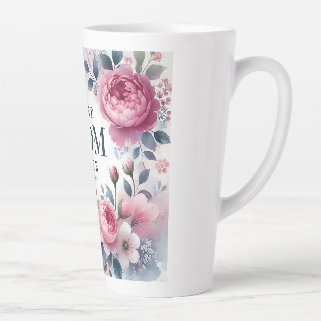 Elegant Peony & Pastel Blossoms Mother’s Day Gift Latte Mug (Right)