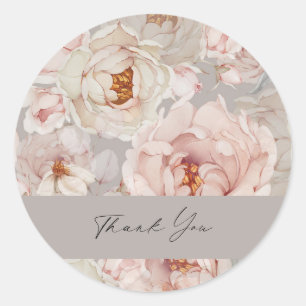 Elegant Peony Thank you Classic Round Sticker