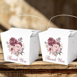 Elegant Peony Thank You Watercolor Floral Wedding  Favour Box