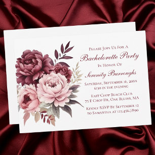 Elegant Peony Watercolor Floral Bachelorette Invitation