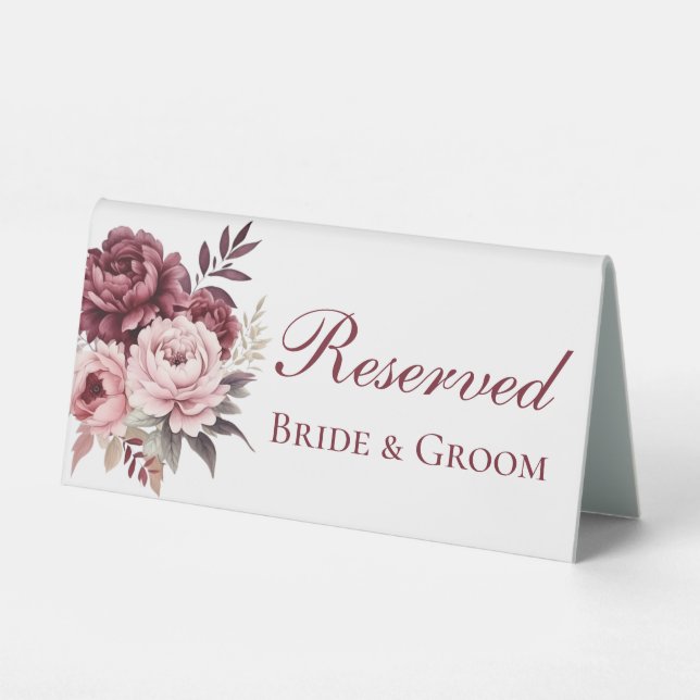 Elegant Peony Watercolor Floral Wedding Reserved (Front)