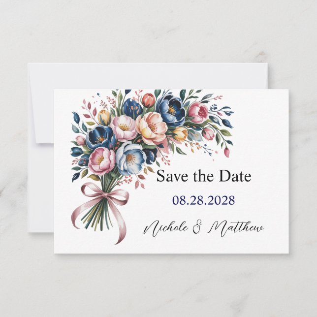 Elegant Peony Wreath For Wedding Save the Date (Front)