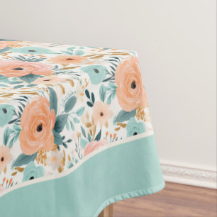 Elegant Perennial Love Floral Pattern Personalised Tablecloth