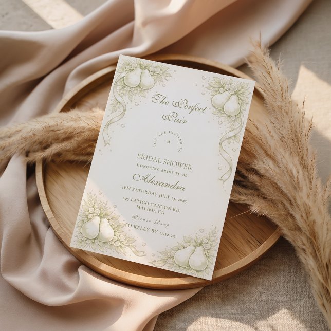 Elegant Perfect Pair Pear Bridal Shower Invitation (Creator Uploaded)