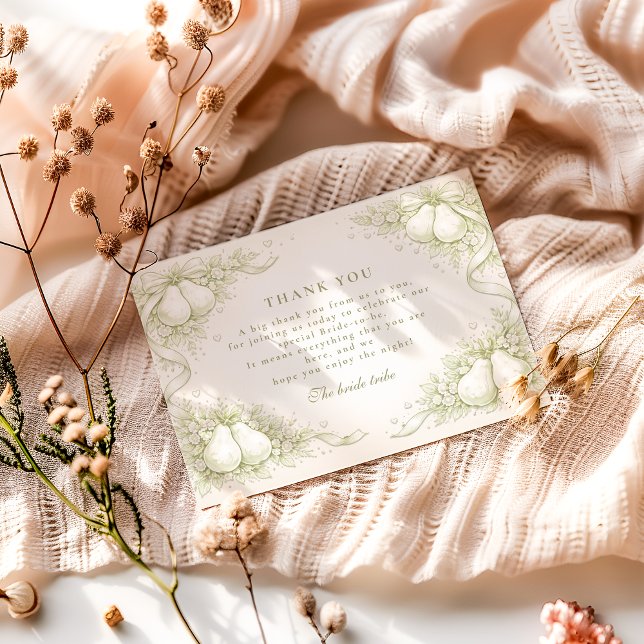 Elegant Perfect Pair Pear Bridal Shower Thank You Card (Creator Uploaded)