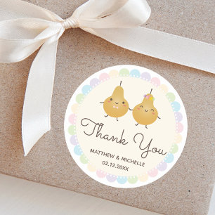 Elegant Perfect Pear Whimsical Wedding Thank You Classic Round Sticker