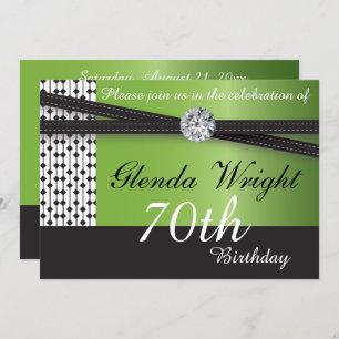 Elegant Peridot and Black Birthday Party Invitation
