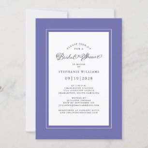 Elegant Periwinkle Blue Wedding Chic Bridal Shower Invitation