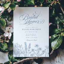 Elegant Periwinkle Blue Wildflower Bridal Shower