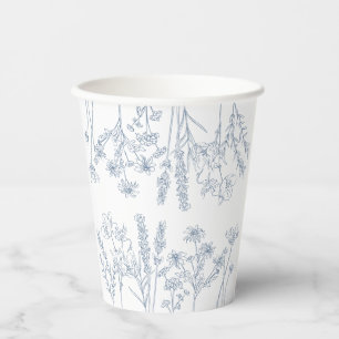 Elegant Periwinkle Blue Wildflower Bridal Shower Paper Cups