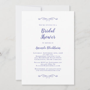 Elegant Periwinkle Bridal Shower Modern Script Invitation