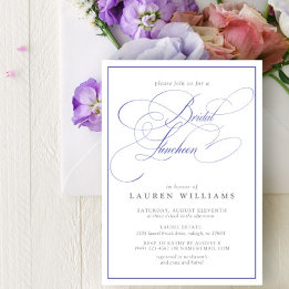 Elegant Periwinkle Calligraphy Bridal Luncheon Invitation