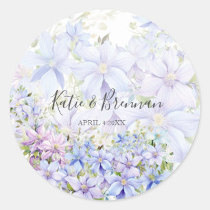 Elegant Periwinkle Clematis Classic Round Sticker