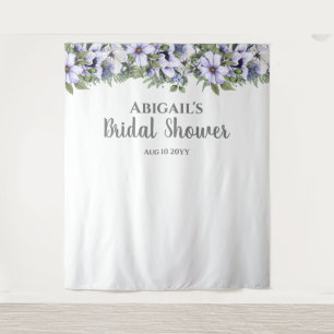 Elegant Periwinkle Floral Backdrop Bridal Shower Tapestry