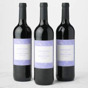 Elegant Periwinkle Floral Modern Wedding   Wine Label