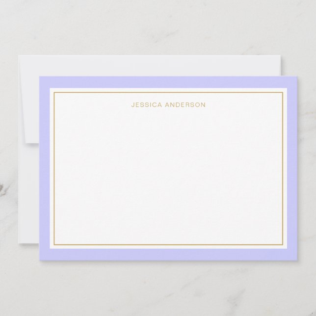 Elegant Periwinkle Gold Border Personalised Card (Front)